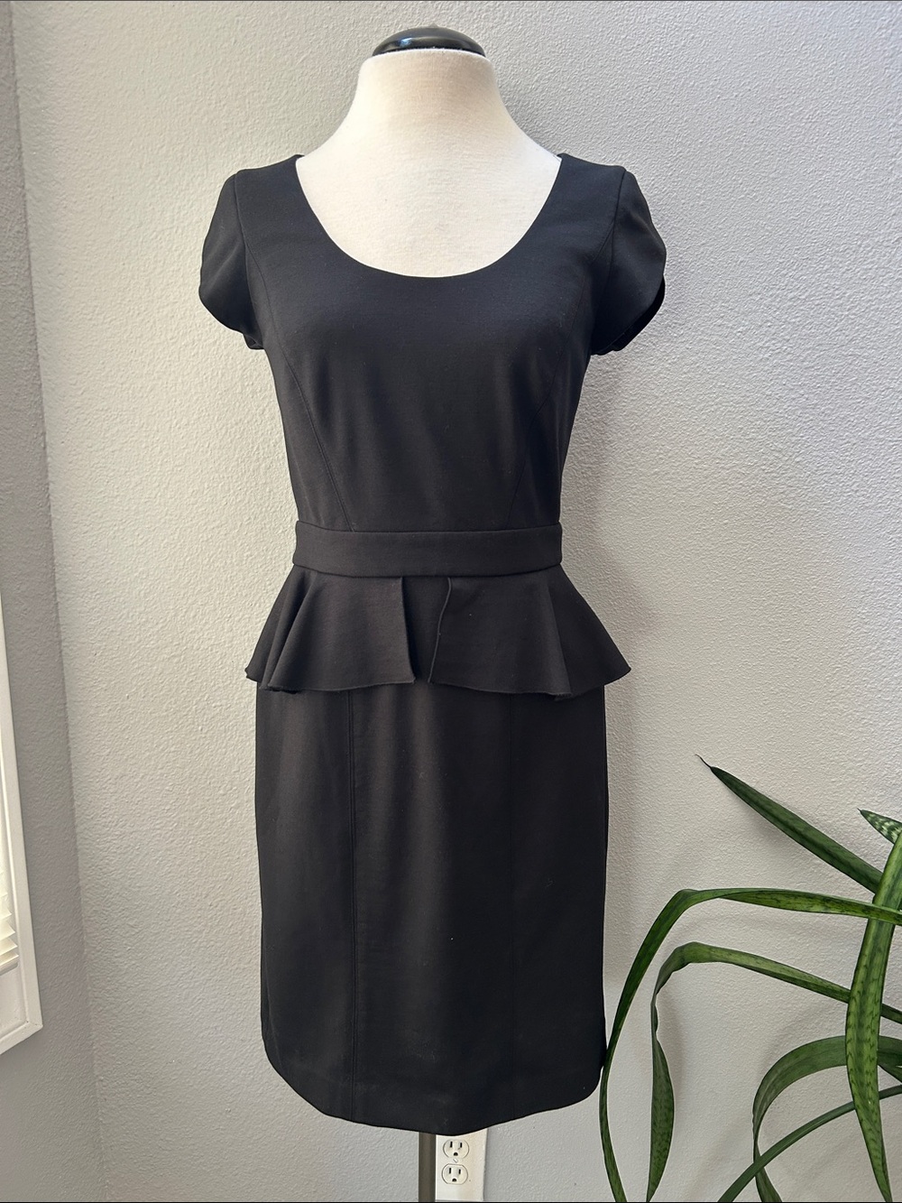Rebecca Taylor Black Retro Style Peplum Midi Dress S
